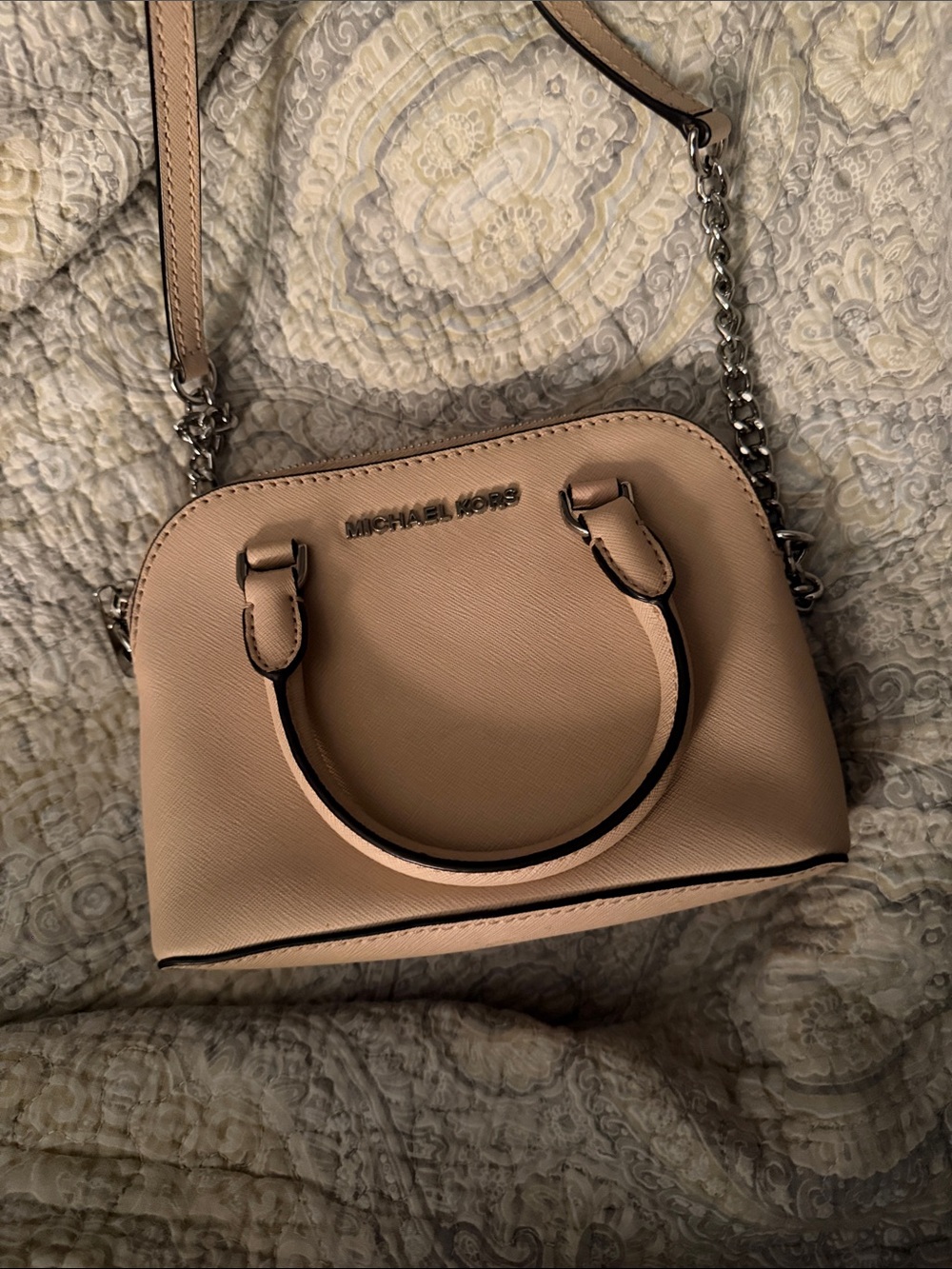 Michael Kors Nude Pink Saffiano Mini Dome Crossbody